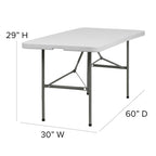 30W x 60L Bi-Fold Granite White Plastic Folding Table - Banquet Table