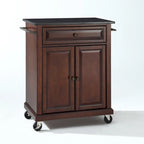 Crosley Compact Solid Black Granite Top Portable Kitchen Cart/ Island in Vintage Mahogany Finish - 18d x 31w x 35.5h