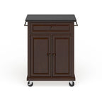 Crosley Compact Solid Black Granite Top Portable Kitchen Cart/ Island in Vintage Mahogany Finish - 18d x 31w x 35.5h
