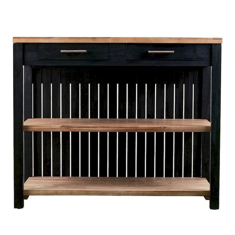SEI Furniture Berhill Transitional Black Wood Expandable Kitchen Island