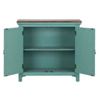 Kensington Turquoise W/ Worn Wood Tone Top 2 Door Accent Cabinet