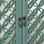 Kensington Turquoise W/ Worn Wood Tone Top 2 Door Accent Cabinet