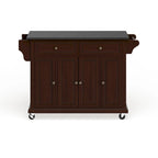 Crosley Full Size Solid Black Granite Top Kitchen Cart - 18d x 51.5w x 36h