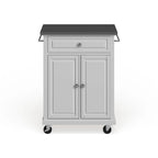 Crosley Compact White Wood Portable Kitchen Cart/ Island with Stainless Steel Top - 18d x 31w x 35.5h