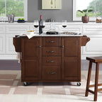 Crosley Eleanor Solid Granite Top Kitchen Cart - 18d x 51.5w x 36.25h