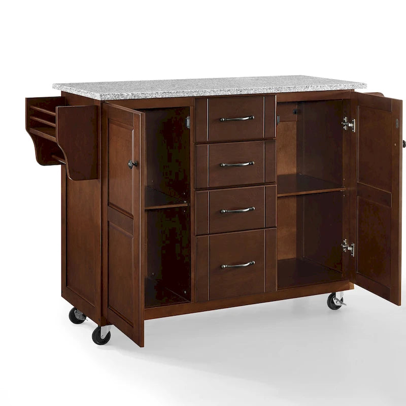 Crosley Eleanor Solid Granite Top Kitchen Cart - 18d x 51.5w x 36.25h