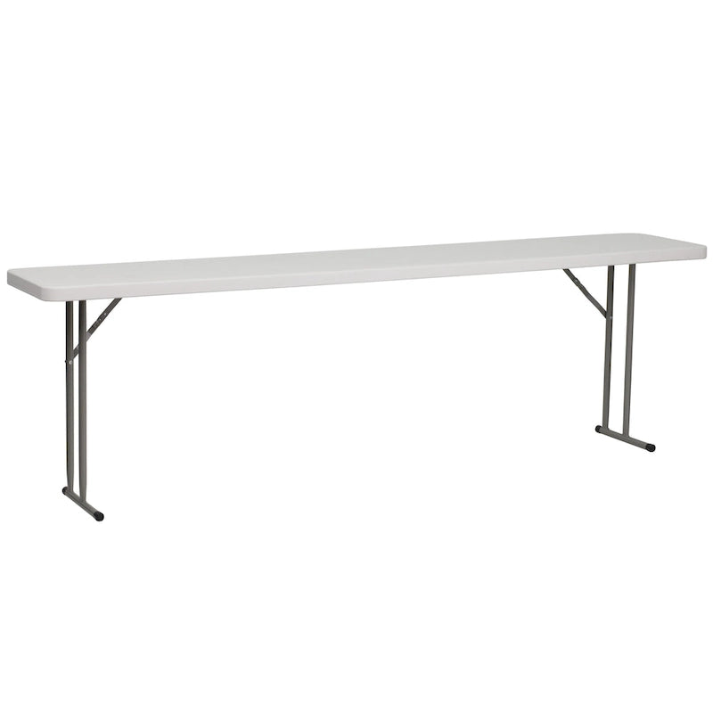 18D x96L White Plastic Folding Indoor-Outdoor Training Table
