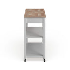 Crosley Natural Wood Top Kitchen Cart/ Island With Optional Stool Storage in White Finish - 17d x 43w x 35h