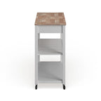 Crosley Natural Wood Top Kitchen Cart/ Island With Optional Stool Storage in White Finish - 17d x 43w x 35h