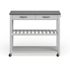 Crosley White Wood/ Stainless Steel Kitchen Cart Island - 17d x 43w x 35h