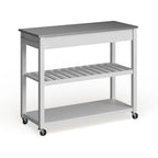 Crosley White Wood/ Stainless Steel Kitchen Cart Island - 17d x 43w x 35h