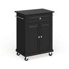 Crosley Compact Solid Black Granite Top Portable Kitchen Cart/ Island in Black Finish - 18d x 31w x 35.5h