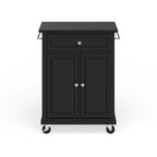 Crosley Compact Solid Black Granite Top Portable Kitchen Cart/ Island in Black Finish - 18d x 31w x 35.5h
