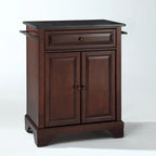 Crosley LaFayette Solid Black Granite Top Portable Kitchen Island in Vintage Mahogany Finish - 31 W x 18 D x 35 H