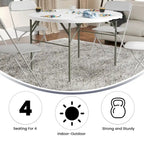 4-Foot Round Bi-Fold Plastic Event Folding Table with Handle