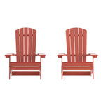 Set of 2 All-Weather Modern Wide Slat Back Poly Resin Adirondack Chairs