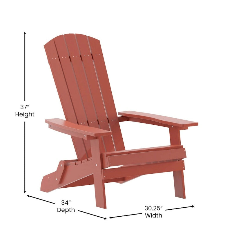 Set of 2 All-Weather Modern Wide Slat Back Poly Resin Adirondack Chairs
