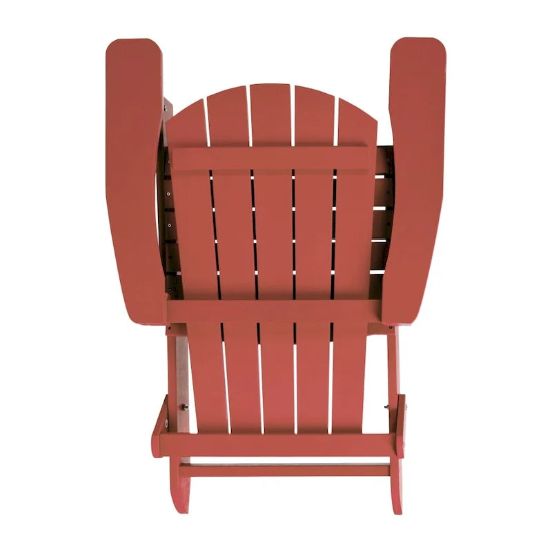 Set of 2 All-Weather Modern Wide Slat Back Poly Resin Adirondack Chairs
