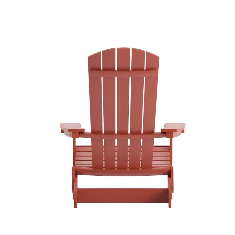 Set of 2 All-Weather Modern Wide Slat Back Poly Resin Adirondack Chairs