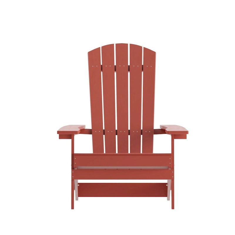 Set of 2 All-Weather Modern Wide Slat Back Poly Resin Adirondack Chairs