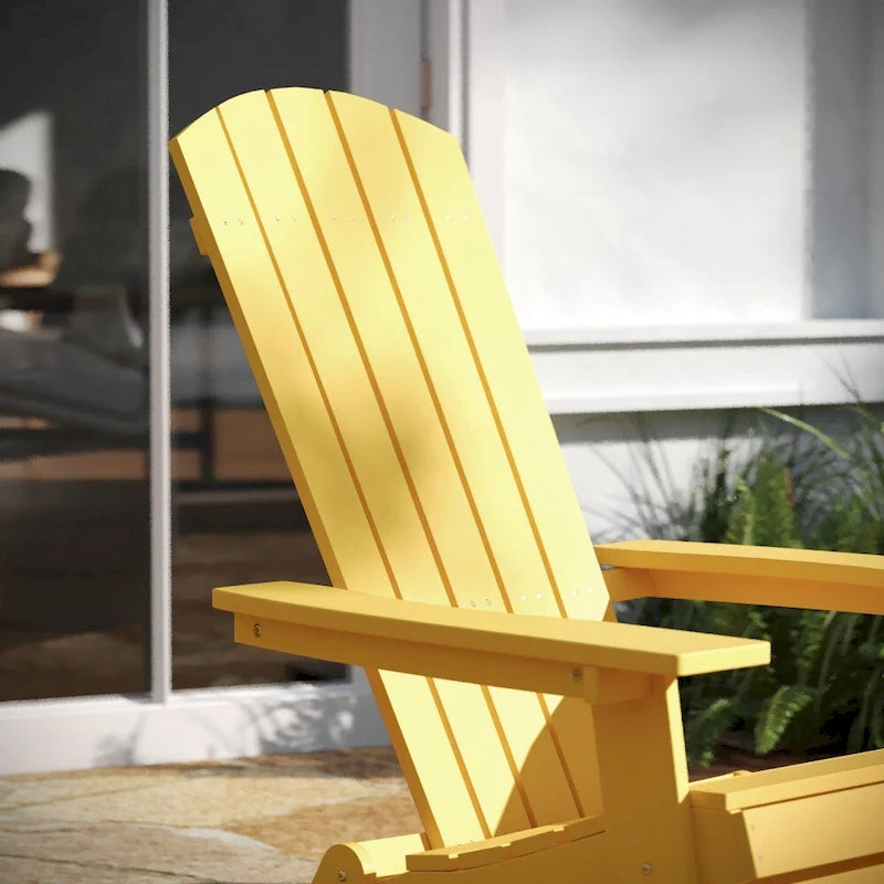 Set of 2 All-Weather Modern Wide Slat Back Poly Resin Adirondack Chairs