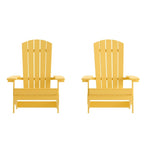 Set of 2 All-Weather Modern Wide Slat Back Poly Resin Adirondack Chairs