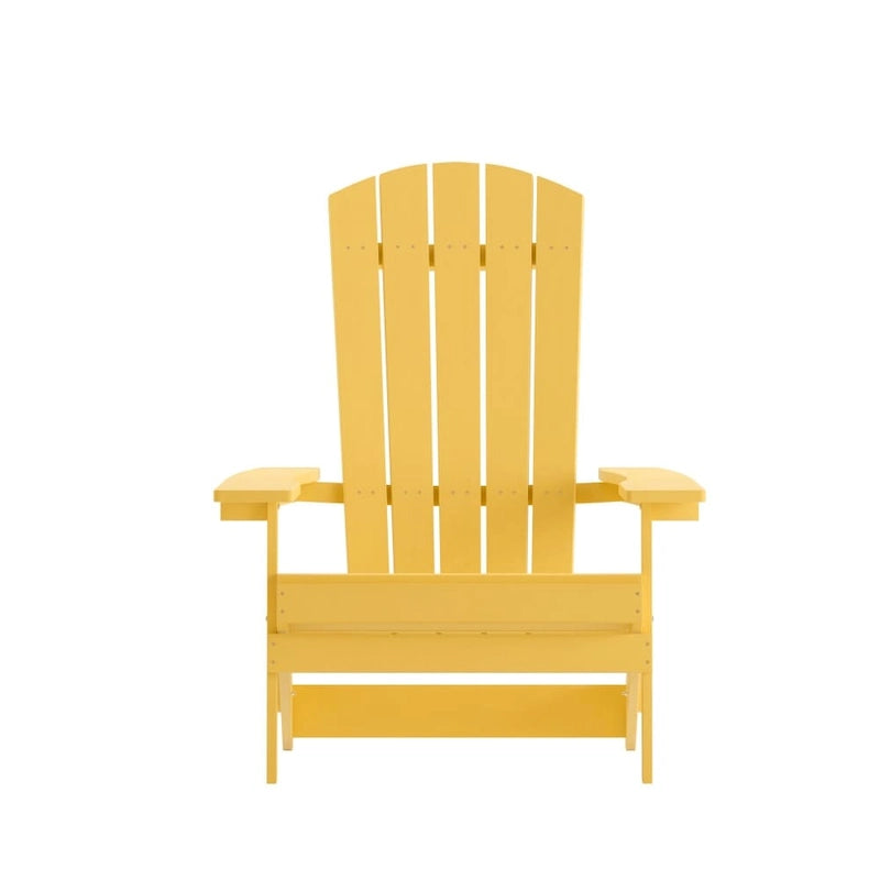 Set of 2 All-Weather Modern Wide Slat Back Poly Resin Adirondack Chairs