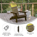 Set of 2 All-Weather Modern Wide Slat Back Poly Resin Adirondack Chairs