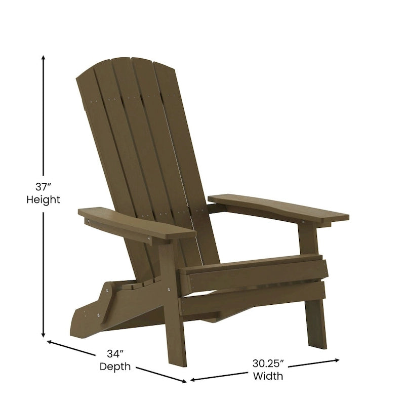 Set of 2 All-Weather Modern Wide Slat Back Poly Resin Adirondack Chairs