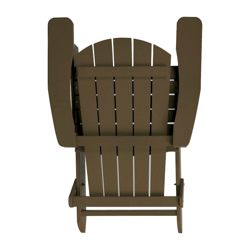 Set of 2 All-Weather Modern Wide Slat Back Poly Resin Adirondack Chairs