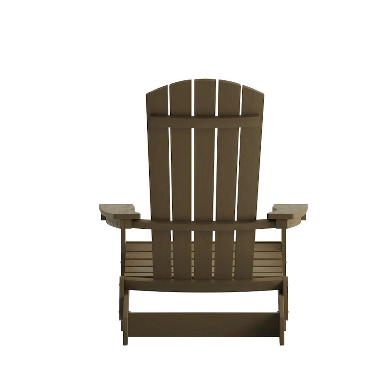 Set of 2 All-Weather Modern Wide Slat Back Poly Resin Adirondack Chairs