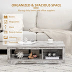 HOMCOM Coffee Table, Vintage Style Tea Table with Cabinet, Open Storage Compartments, Coffee Tables for Living Room, White