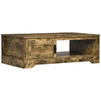 HOMCOM Coffee Table, Vintage Style Tea Table with Cabinet, Open Storage Compartments, Coffee Tables for Living Room, White