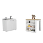 TUHOME Covelo 2-Piece Kitchen Set with Utility Sink Cabinet and Kitchen Island - N/A