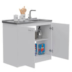 TUHOME Covelo 2-Piece Kitchen Set with Utility Sink Cabinet and Kitchen Island - N/A