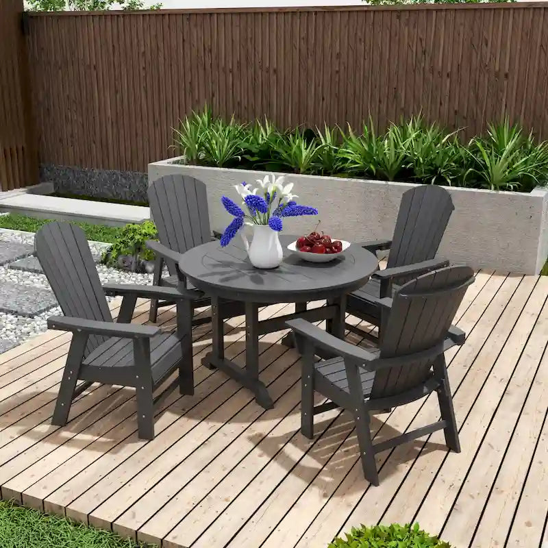 Polytrends Altura 5-Piece Round Poly Eco-Friendly All Weather Outdoor Dining Set