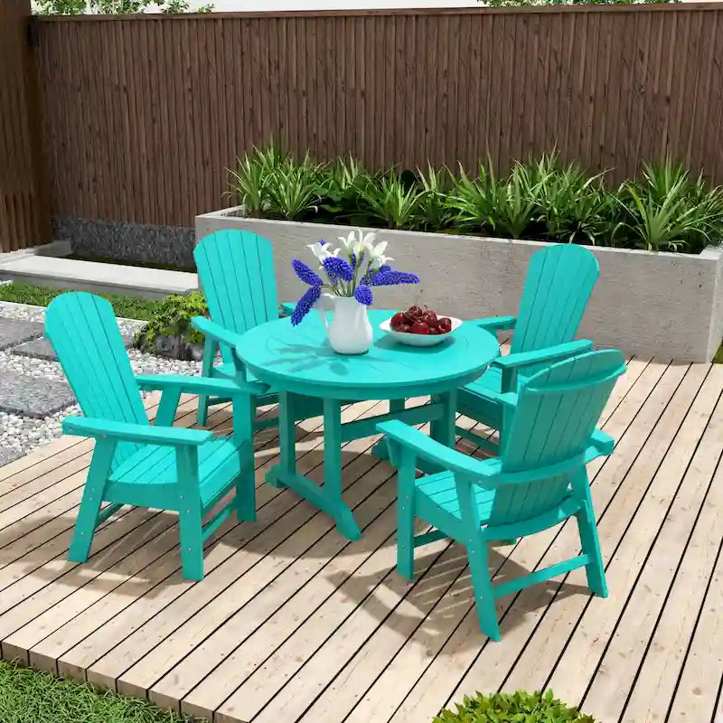 Polytrends Altura 5-Piece Round Poly Eco-Friendly All Weather Outdoor Dining Set