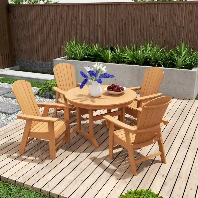 Polytrends Altura 5-Piece Round Poly Eco-Friendly All Weather Outdoor Dining Set