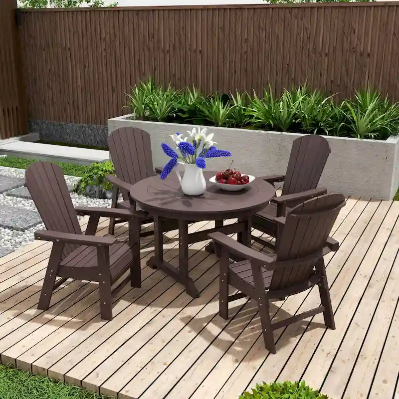 Polytrends Altura 5-Piece Round Poly Eco-Friendly All Weather Outdoor Dining Set