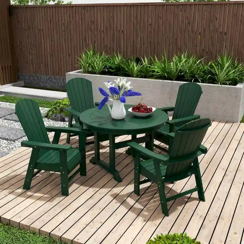 Polytrends Altura 5-Piece Round Poly Eco-Friendly All Weather Outdoor Dining Set
