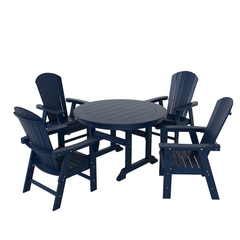 Polytrends Altura 5-Piece Round Poly Eco-Friendly All Weather Outdoor Dining Set