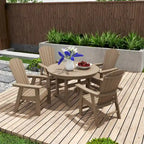 Polytrends Altura 5-Piece Round Poly Eco-Friendly All Weather Outdoor Dining Set