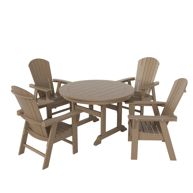 Polytrends Altura 5-Piece Round Poly Eco-Friendly All Weather Outdoor Dining Set