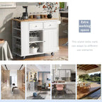 Kitchen Island with Power Outlet,Kitchen Storage Island with Drop Leaf and Rubber Wood - N/A