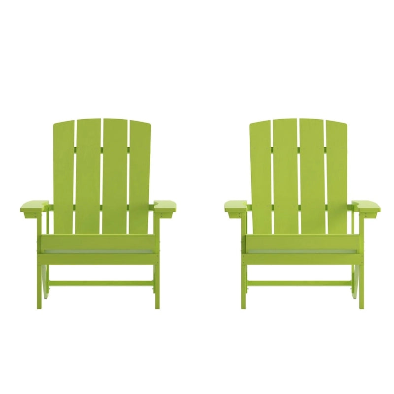 2 Pack Vertical Lattice Back All-Weather Poly Resin Adirondack Chairs