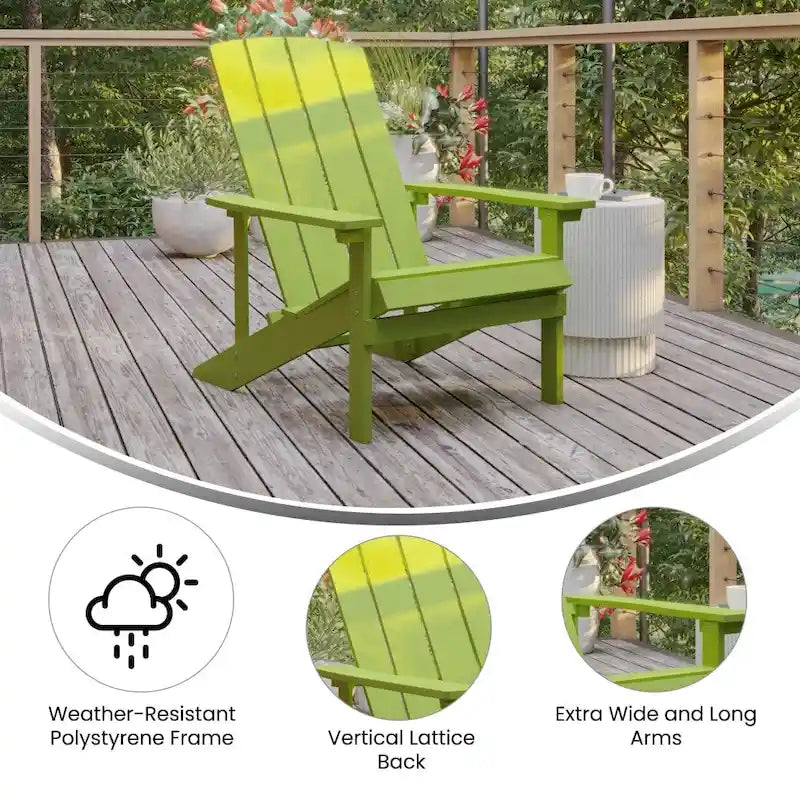 2 Pack Vertical Lattice Back All-Weather Poly Resin Adirondack Chairs