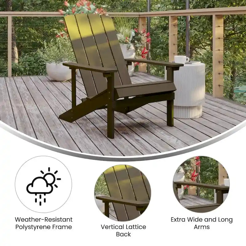 2 Pack Vertical Lattice Back All-Weather Poly Resin Adirondack Chairs