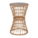 Indoor/Outdoor Boho Rattan Rope Table with Acacia Wood Top - 15.75W x 15.75D x 25H