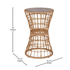 Indoor/Outdoor Boho Rattan Rope Table with Acacia Wood Top - 15.75W x 15.75D x 25H