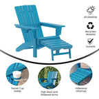 All-Weather Adirondack Chair with Pullout Ottoman & Cupholder